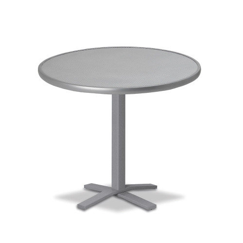 Telescope Casual Embossed Aluminum Top Table 30" Round Dining Height Pedestal Table w/o hole