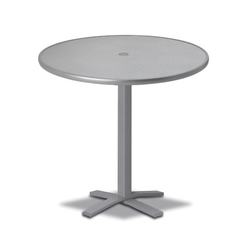 Telescope Casual Embossed Aluminum Top Table 36" Round Bar Height Pedestal Table w/o hole