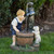 25" Boy and Dog with Water Pump Fountain and LED Light