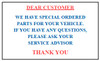 "Parts On Order" Static Clings (100 pack)