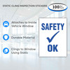 Static Cling Inspection Sticker - SAFETY OK or SMOG OK (100 per pack) - Aspects