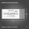 License Plate / Temporary Tag Plastic Bags (100 per pack) - Measurement