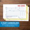 3-Part We Owe Form (Form # SA-1506-3) (100 per pack) - 3-Part Carbonless