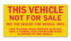 Vehicle Not For Sale Sticker (100 Per Pack)