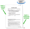 2-Part Combo Buyers Guide - Paper Copy and Window Sticker (No Lines) (100 Per Pack)