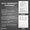 1-Part Self-Adhesive Buyers Guide - As Is / Warranty With Lines (100 per pack) - As Is/Warranty Statement