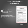 2-Part Buyers Guide Form - Adhesive Tape - As Is / Warranty (100 Pack) - Warranty Statement