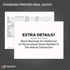 Printed Vehicle Deal Jackets (9" x 12") (Extra Space) (100 per pack)