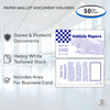 Vehicle Paper Wallets Document Holders (Blue Ink) (50 per pack)