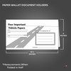 Vehicle Paper Wallets Document Holders (Black Ink) (50 per pack) - Measurements
