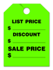 Fluorescent Jumbo Mirror Hang Tags (LIST PRICE / DISCOUNT / SALE PRICE) (4 color options) (50 per pack) - GREEN