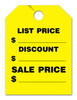 Fluorescent Jumbo Mirror Hang Tags (LIST PRICE / DISCOUNT / SALE PRICE) (4 color options) (50 per pack) - YELLOW