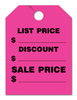 Fluorescent Jumbo Mirror Hang Tags (LIST PRICE / DISCOUNT / SALE PRICE) (4 color options) (50 per pack) - PINK