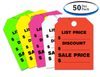 Fluorescent Jumbo Mirror Hang Tags (LIST PRICE / DISCOUNT / SALE PRICE) (4 color options) (50 per pack)