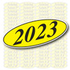 Oval Model Years Window Stickers - Classic Style Black Text on Yellow