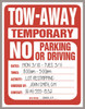 Temporary No Parking Sign (PDF Download)
