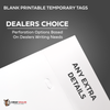 Printable Tear Resistant Temporary Tags - 100 Per Pack - Perforation Options