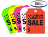 Labor Day Sale - Fluorescent Jumbo Mirror Hang Tags - 5 Color Options (50 per pack)