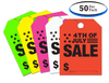 4th Of July Sale - Fluorescent Jumbo Mirror Hang Tags - 5 Color Options (50 per pack)