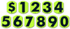 4 Inch Bubble Digits - Vinyl Window Sticker Numbers (Fluorescent Green and Black) (12 per pack)