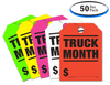 Truck Month - Fluorescent Jumbo Mirror Hang Tags - 5 Color Options (50 per pack)