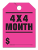 4x4 Month - Fluorescent Jumbo Mirror Hang Tags - 5 Color Options (50 per pack) (Pink)