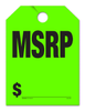 MSRP - Fluorescent Green Jumbo Mirror Hang Tags - 5 Color Options (50 per pack)