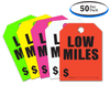 Low Miles - Fluorescent Jumbo Mirror Hang Tags - 5 Color Options (50 per pack)