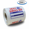 Roll Of Next Service Due Reminder Stickers - Low-Tack Removable Adhesive (250 Per Roll)