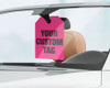 Custom Hang Tag Displays From Interior Rearview Mirror