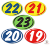 Duo Digits - Small Oval Year Window Stickers (12 Per Pack)