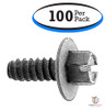 Premium Black E-Coat - Slotted Hex Washer Head - License Plate Screws (100 Pack)