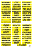 Slogan Automotive Window Stickers (Black Text on Yellow) (12 per pack)