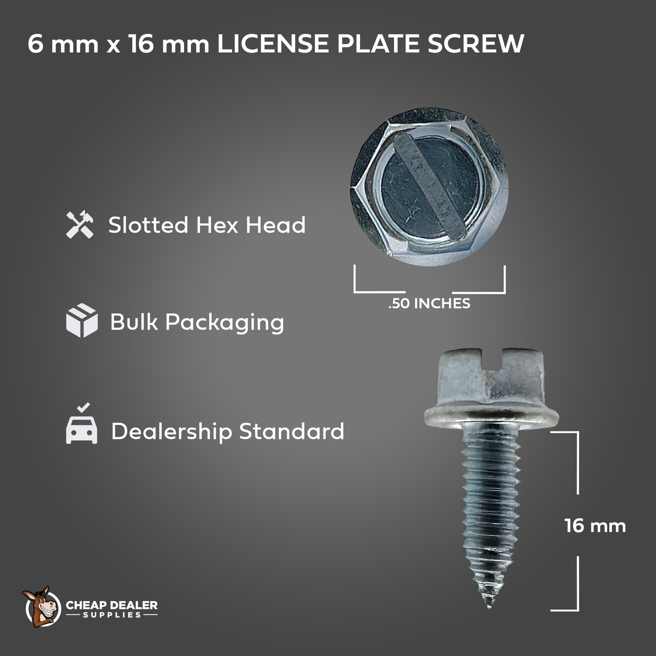 LICENSE PLATE SCREWS SLOTTED HEX HEAD SELF TAPPING (100 Per Bag - Foto 12