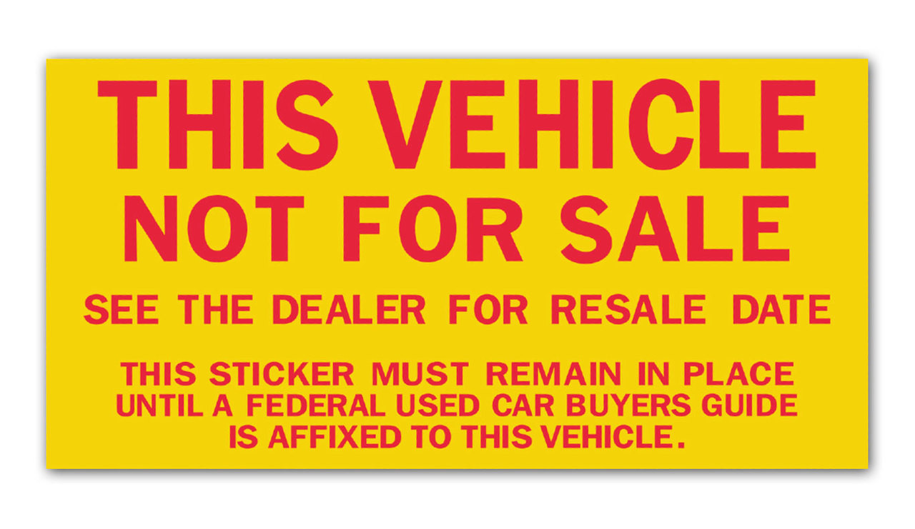 Yellow Vehicle Not For Sale Stickers | Car Dealers