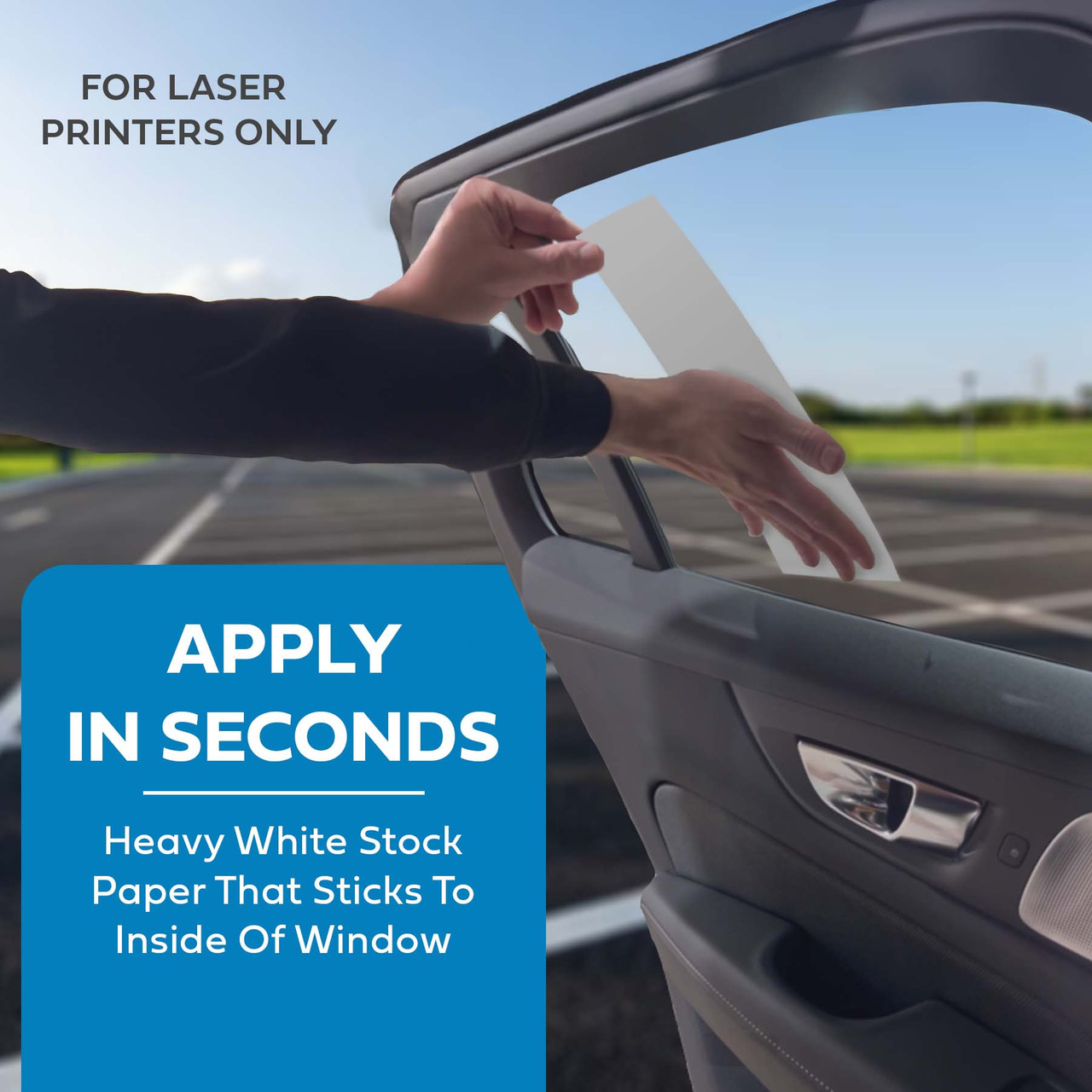 Plain White Addendum Window Stickers - Adhesive - 3-1/8