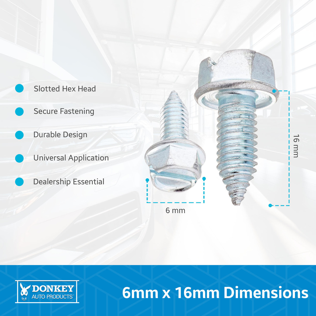 Metric Slotted Hex Head License Plate Screws For Cars