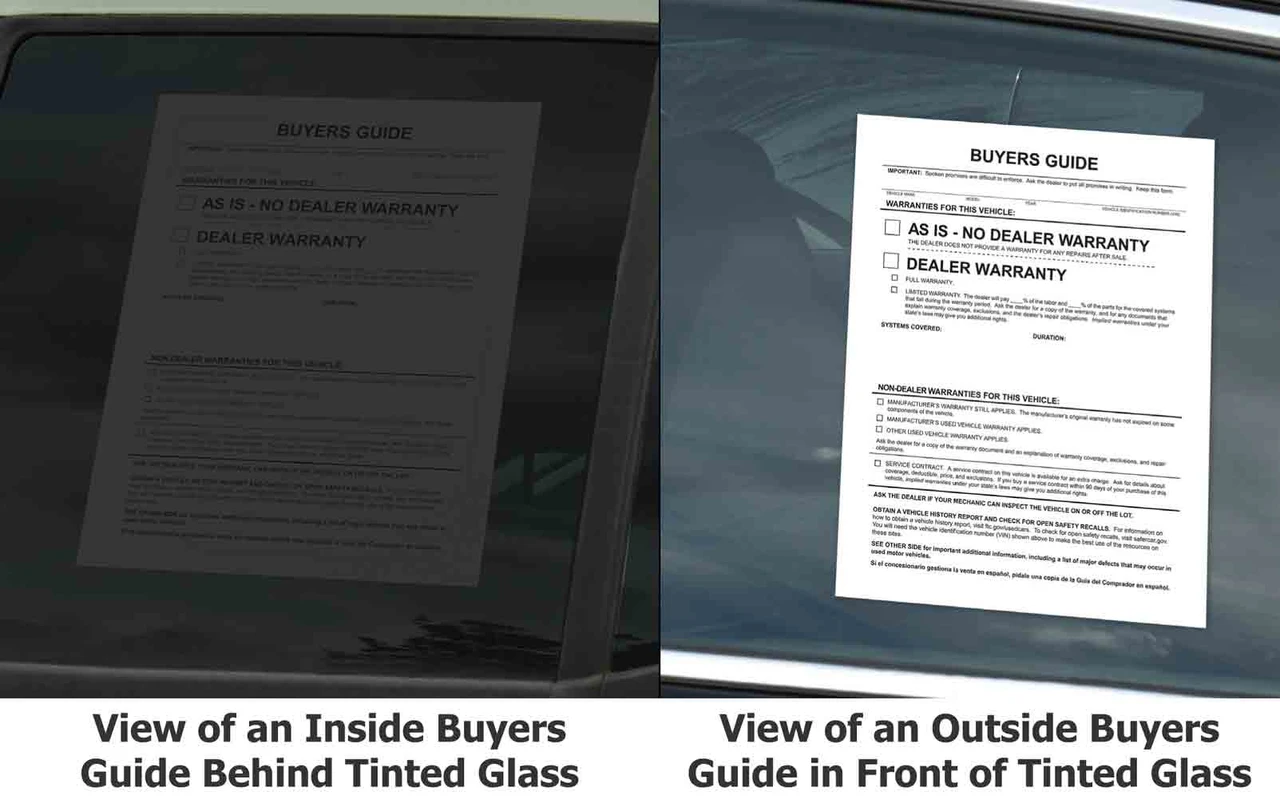 Exterior Buyers Guide Window Sticker | As Is With Lines
