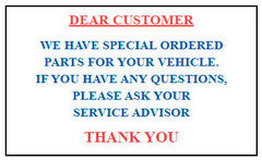 "Parts On Order" Static Clings (100 pack)