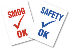 Static Cling Inspection Sticker - SAFETY OK or SMOG OK (100 per pack)
