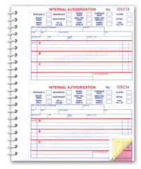 3-Part Internal Authorization Book (Form # 125) (100 per book)