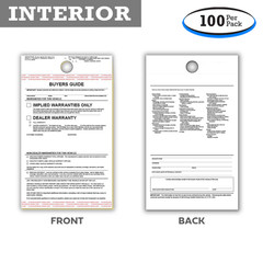 2-Part Hanging Buyers Guide With Adhesive - Implied Warranty (100 per pack)