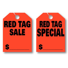 Red Tag Sale / Special / Fluorescent Jumbo Mirror Hang Tags (2 styles) (50 per pack)