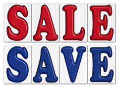 3D Jumbo Underhood Signs (SALE and SAVE) (Red or Blue) (4 piece kit) (376