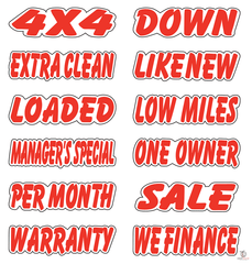 A-Peel Slogan Cut-Out Window Stickers - Red (12 per pack)
