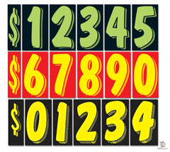 Advertising Number Window Stickers (7.5" Tall) (Various Colors) (12 per pack)