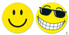 Happy Face Vinyl Window Stickers (With or Without Sunglasses) (Yellow 6") (12 per pack)