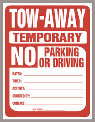 Temporary No Parking Sign (PDF Download)