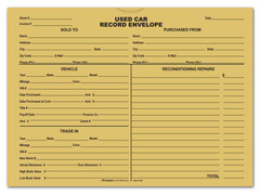 Used Car Record Envelopes - Deal Jackets (100 per pack)