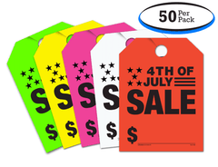 4th Of July Sale - Fluorescent Jumbo Mirror Hang Tags - 5 Color Options (50 per pack)